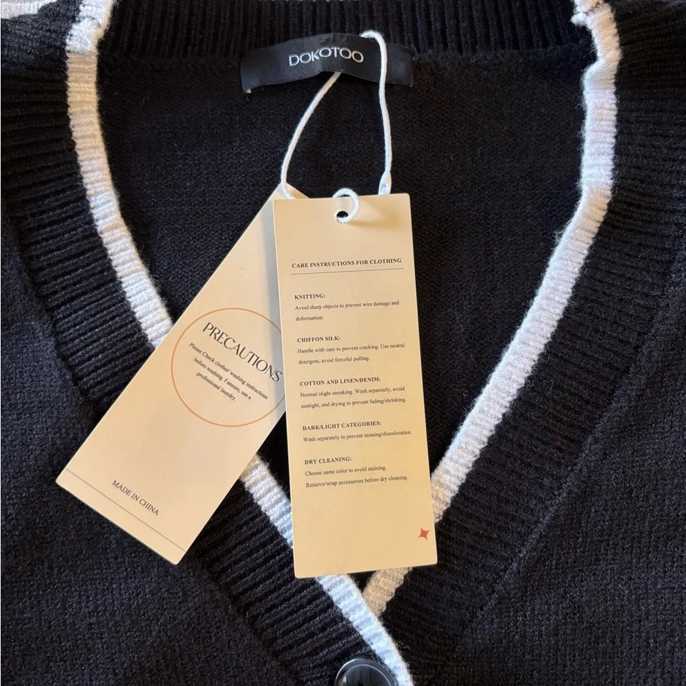 NWT Black Cardigan with White Accents - Picture 2 of 6